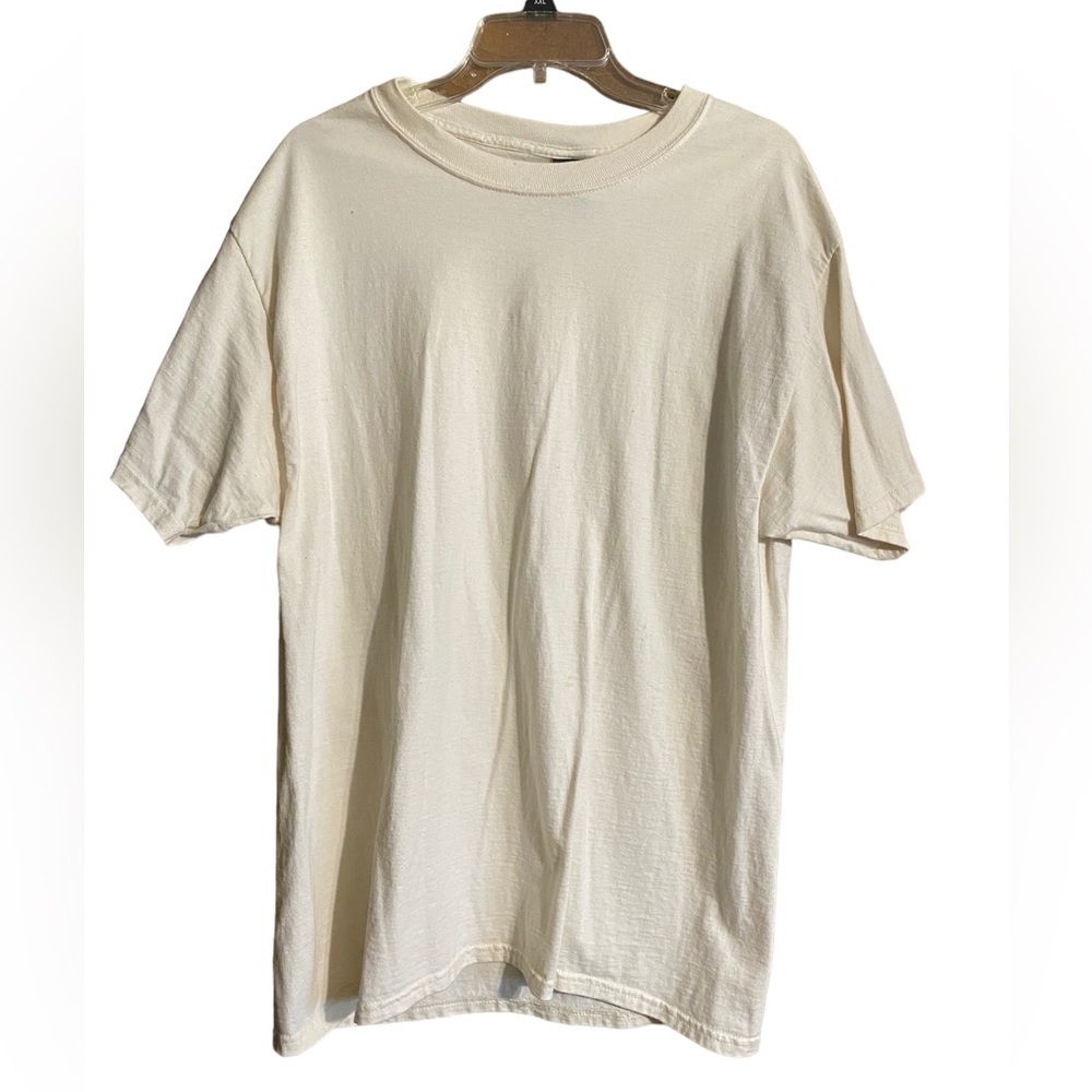 Hanes Beefy-T in Cream/White Size Large